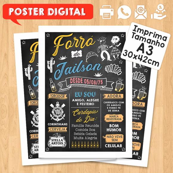 Arte Digital Chalkboard Poster Aniversário Forró do Jaison