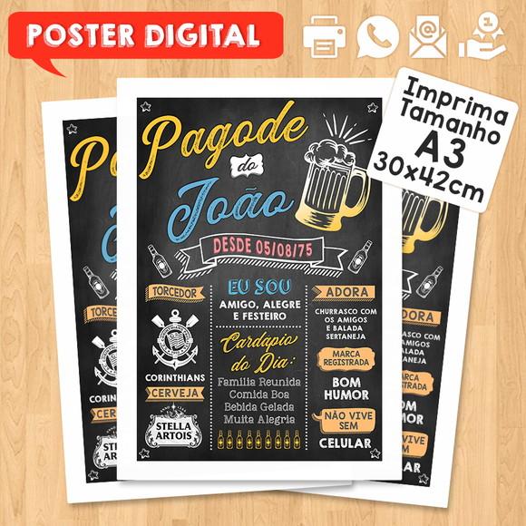 Arte Digital Chalkboard Poster Aniversário Pagode do João