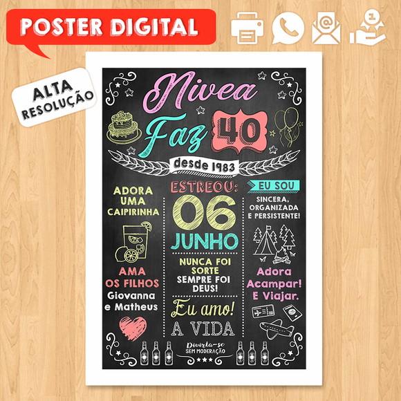 Arte Digital Chalkboard Poster Aniversário Nivea Faz 50