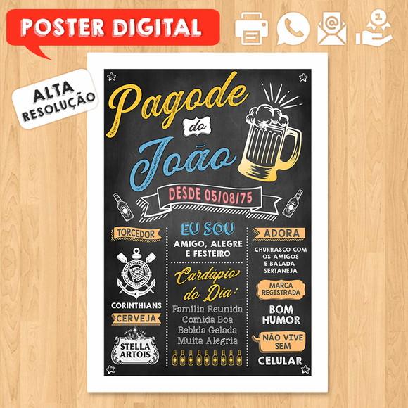 Arte Digital Chalkboard Poster Aniversário Pagode do João