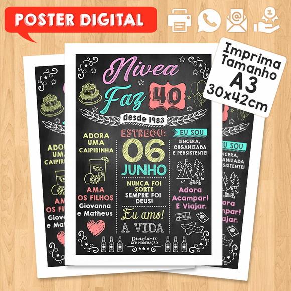 Arte Digital Chalkboard Poster Aniversário Nivea Faz 50