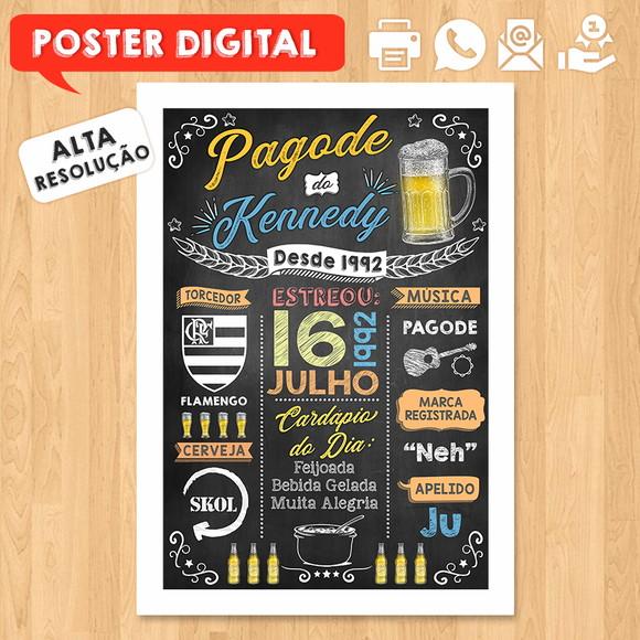 Arte Digital Chalkboard Poster Aniversário Pagode do Kennedy