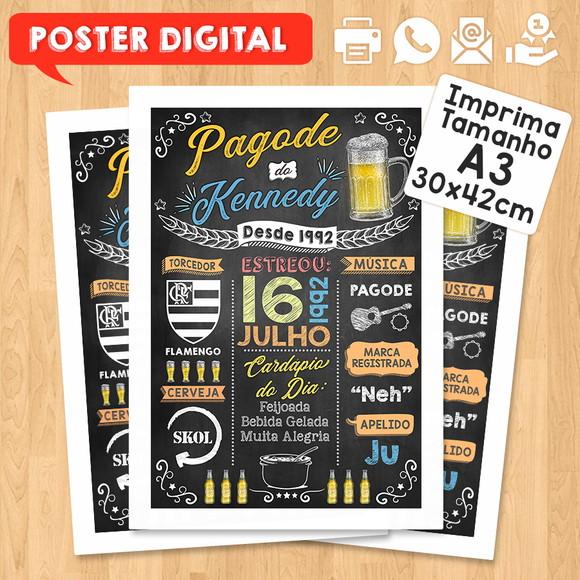 Arte Digital Chalkboard Poster Aniversário Pagode do Kennedy