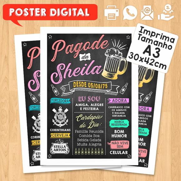 Arte Digital Chalkboard Poster Aniversário Pagode do Sheila