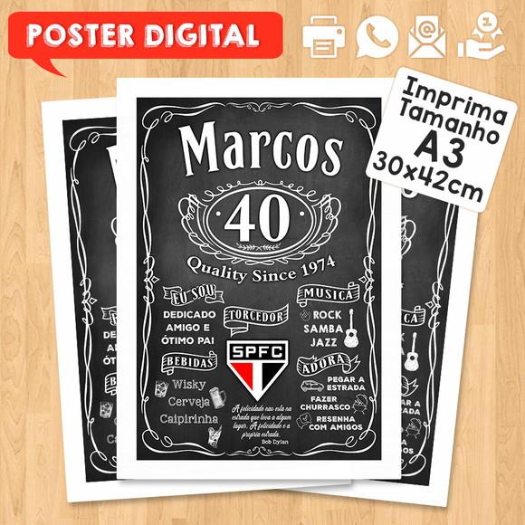 Arte Digital Chalkboard Poster Aniversário Whisky Jack D