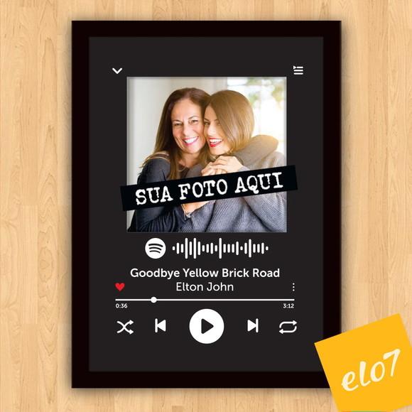 Arte Digital Chalkboard Spotify Mãe e Filha Musica 30x42cm
