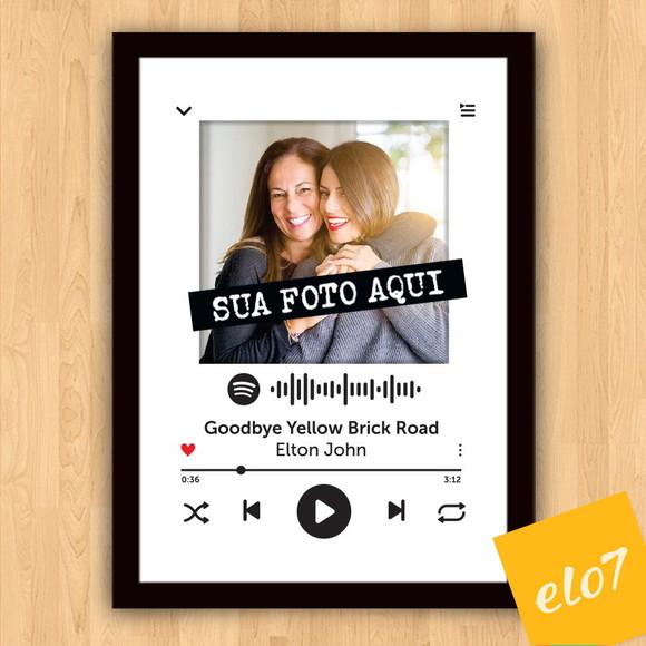 Arte Digital Chalkboard Spotify Mãe e Filha Musica 30x42cm