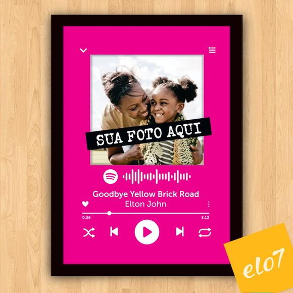 Arte Digital Chalkboard Spotify Mãe e Filha Musica 30x42cm