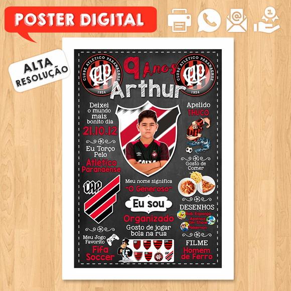 Arte Digital Chalkboard Times de Futebol A3 30x42cm com Foto