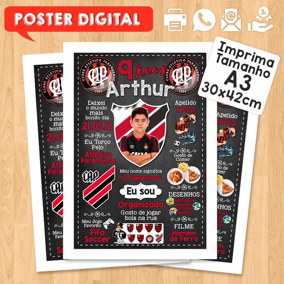Arte Digital Chalkboard Times de Futebol A3 30x42cm com Foto