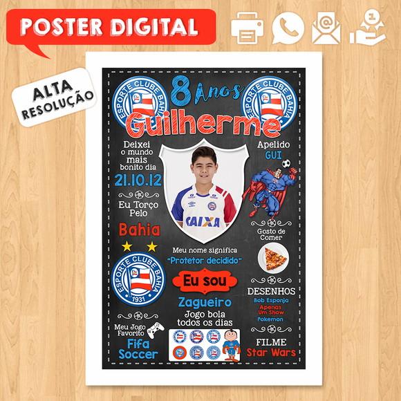 Arte Digital Chalkboard Times de Futebol A3 30x42cm com Foto
