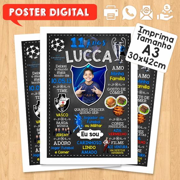 Arte Digital Chalkboard Times de Futebol A3 30x42cm com Foto