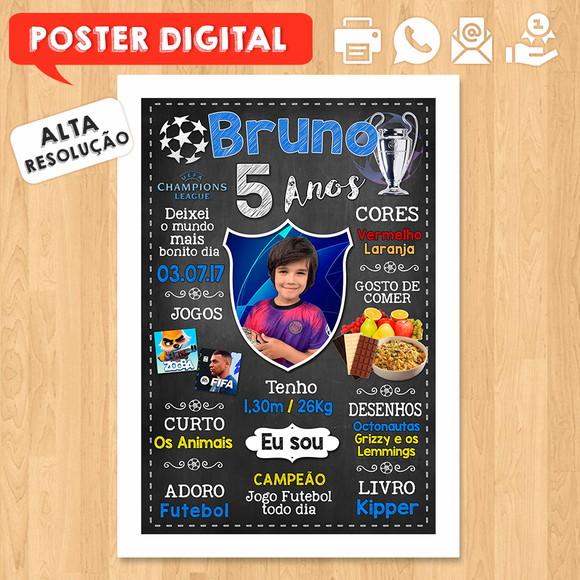Arte Digital Chalkboard Times de Futebol A3 30x42cm com Foto