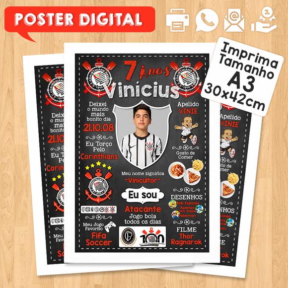 Arte Digital Chalkboard Times de Futebol A3 30x42cm com Foto
