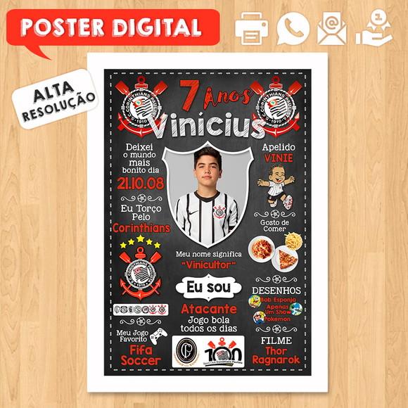 Arte Digital Chalkboard Times de Futebol A3 30x42cm com Foto