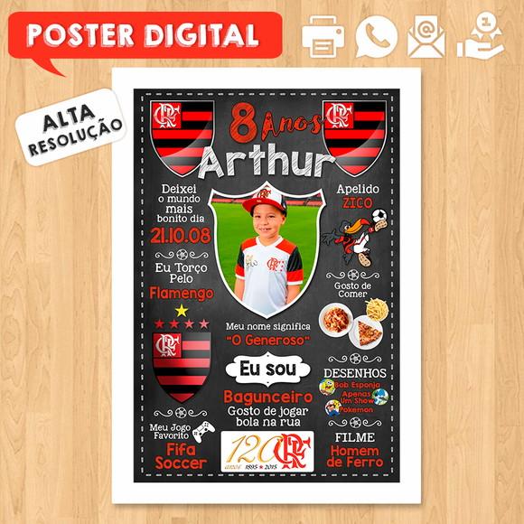 Arte Digital Chalkboard Times de Futebol A3 30x42cm com Foto