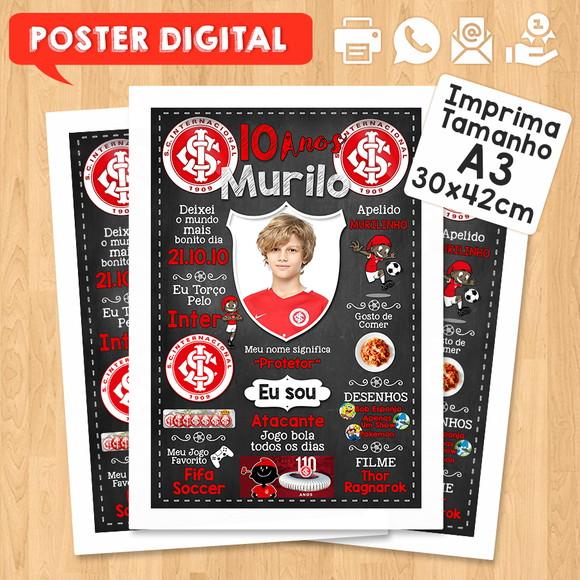 Arte Digital Chalkboard Times de Futebol A3 30x42cm com Foto