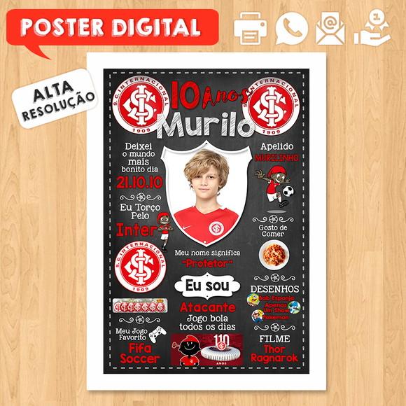 Arte Digital Chalkboard Times de Futebol A3 30x42cm com Foto