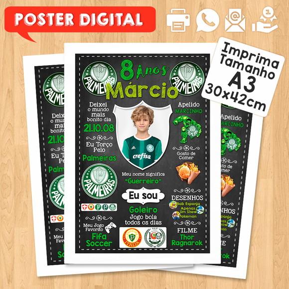 Arte Digital Chalkboard Times de Futebol A3 30x42cm com Foto