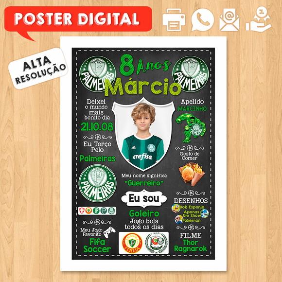 Arte Digital Chalkboard Times de Futebol A3 30x42cm com Foto