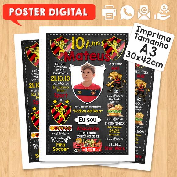 Arte Digital Chalkboard Times de Futebol A3 30x42cm com Foto
