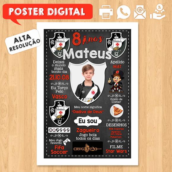 Arte Digital Chalkboard Times de Futebol A3 30x42cm com Foto