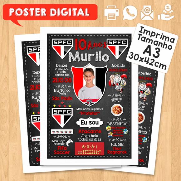 Arte Digital Chalkboard Times de Futebol A3 30x42cm com Foto