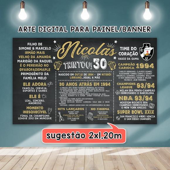 Arte Digital Painel Chalk Aniversário 15 30 40 50 60 Anos