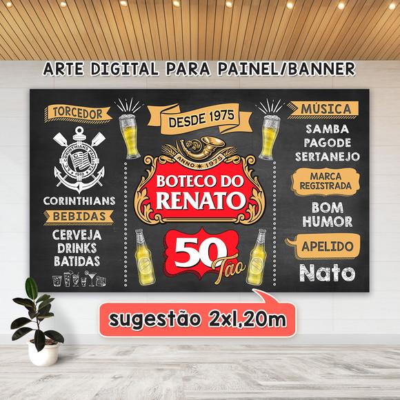 Arte Digital Painel Chalkboard Aniversario Boteco 50 Anos