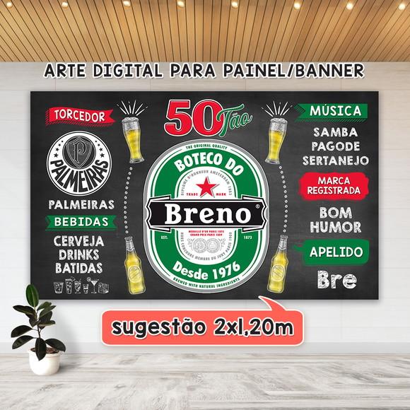 Arte Digital Painel Chalkboard Aniversario Boteco 50 Anos