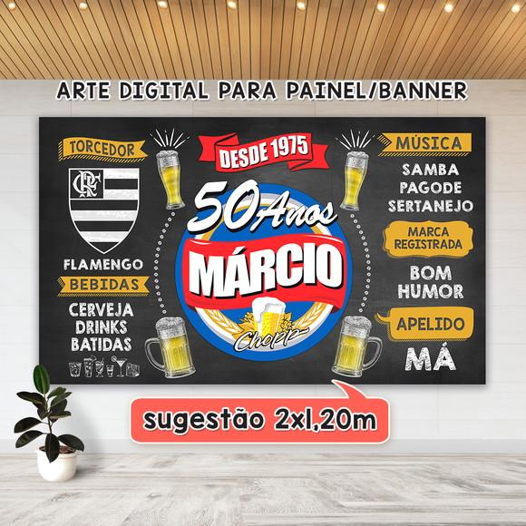Arte Digital Painel Chalkboard Aniversario Boteco 50 Anos