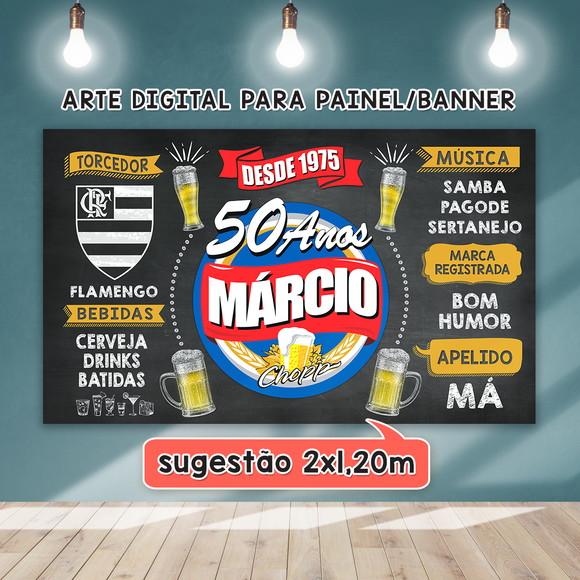 Arte Digital Painel Chalkboard Aniversario Boteco 50 Anos