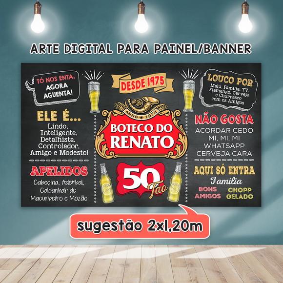 Arte Digital Painel Chalkboard Aniversario Boteco 50 Anos