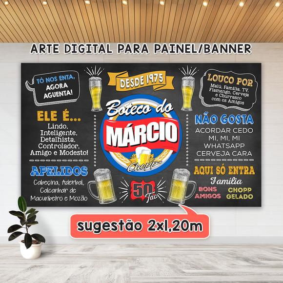 Arte Digital Painel Chalkboard Aniversario Boteco 50 Anos