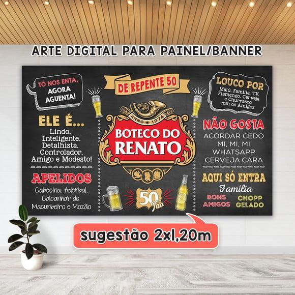 Arte Digital Painel Chalkboard Aniversario Boteco 50 Anos