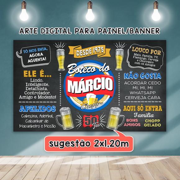 Arte Digital Painel Chalkboard Aniversario Boteco 50 Anos