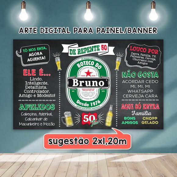Arte Digital Painel Chalkboard Aniversario Boteco 50 Anos