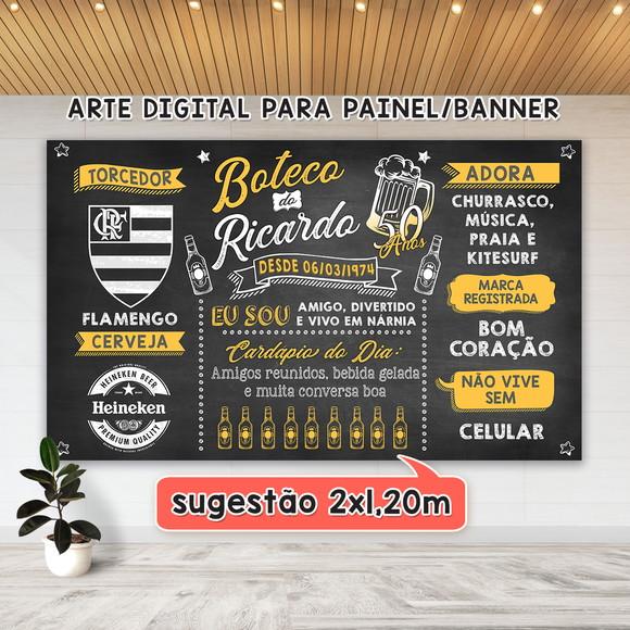 Arte Digital Painel Chalkboard Aniversario Boteco 50 Anos