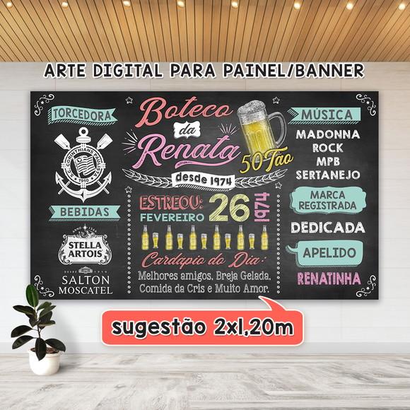 Arte Digital Painel Chalkboard Aniversario Boteco 50 Anos