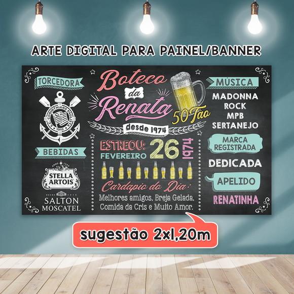 Arte Digital Painel Chalkboard Aniversario Boteco 50 Anos