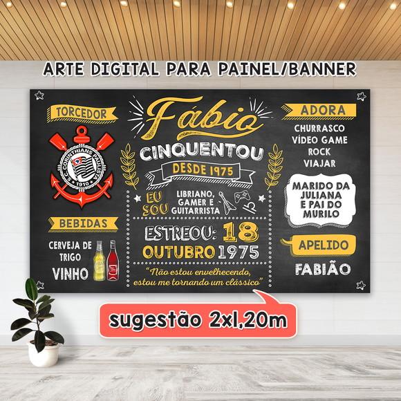 Arte Digital Painel Chalkboard Aniversario Cinquentou