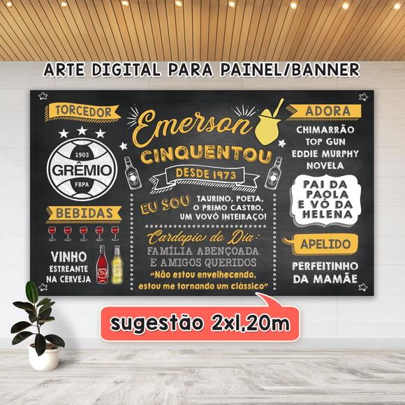 Arte Digital Painel Chalkboard Aniversario Cinquentou