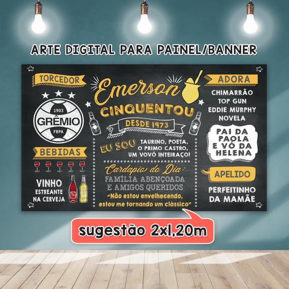 Arte Digital Painel Chalkboard Aniversario Cinquentou