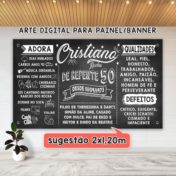 Arte Digital Painel Chalkboard Aniversario de Repente 50