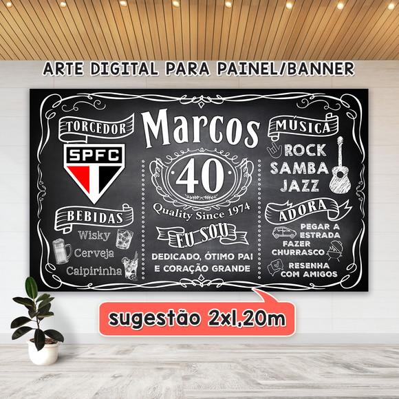 Arte Digital Painel Chalkboard Aniversário Jack 40 Anos
