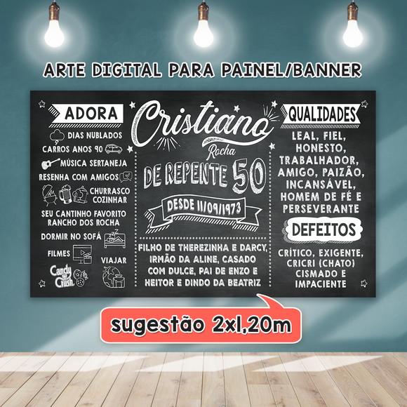 Arte Digital Painel Chalkboard Aniversario de Repente 50