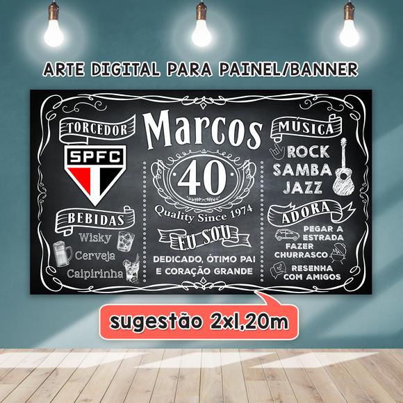 Arte Digital Painel Chalkboard Aniversário Jack 40 Anos