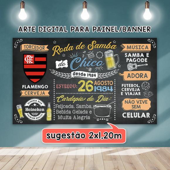 Arte Digital Painel Chalkboard Aniversario Roda de Samba