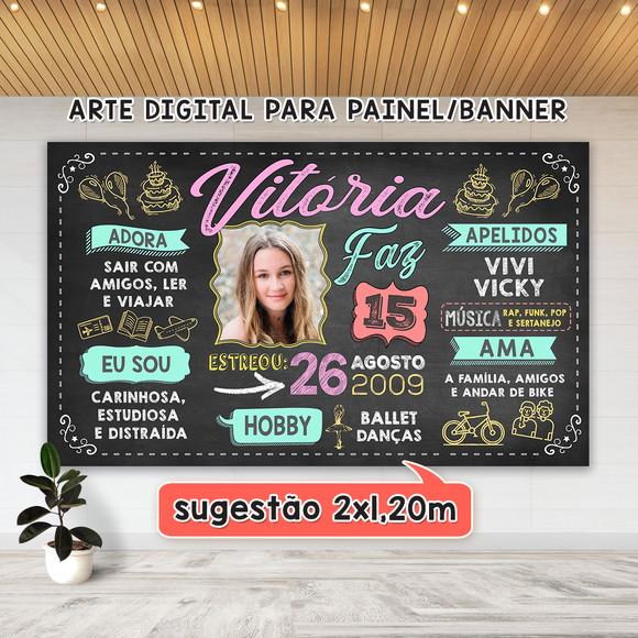 Arte Digital Painel Chalkboard Festa - Aniversário 15 Anos