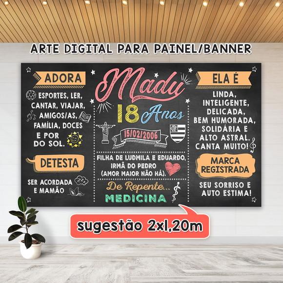 Arte Digital Painel Chalkboard Festa - Aniversário 18 Anos